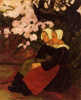 保羅 塞律西埃 Two Breton Women under a Flowering Apple Tree 保羅 塞律西埃 Two Breton Women under a Flowering Apple Tree